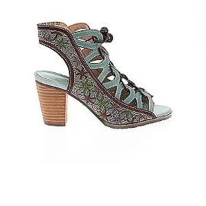 NWT - L'Artiste - Nordstrom - 38 - US 7.5 - Floral Sandal Heel Booty - Blue